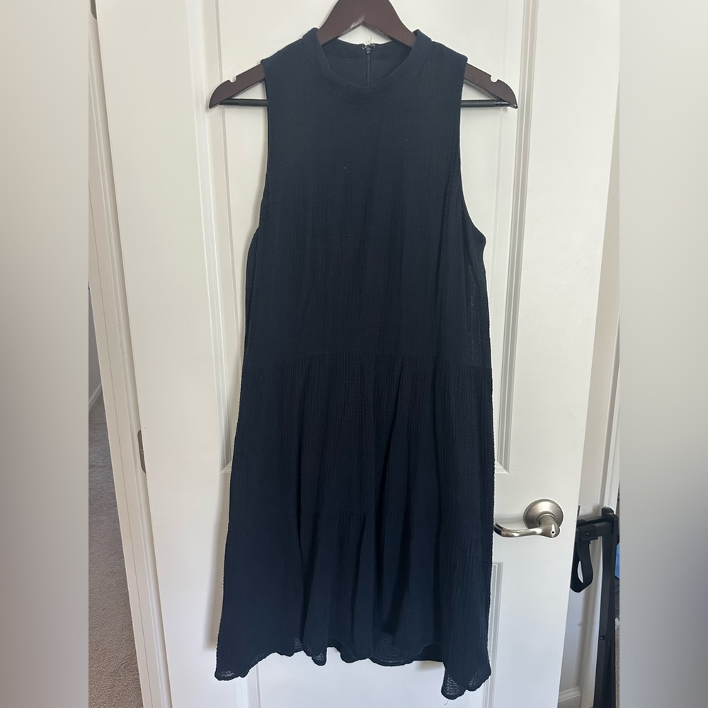 Nine West Navy Blue Sleeveless Mock Neck Knee Length Dress Size 8